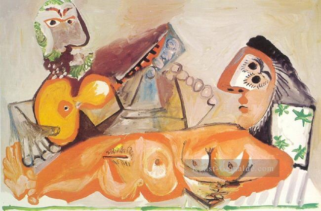 Nude couch et Man jouant la guitare 1970 kubismus Pablo Picasso Ölgemälde